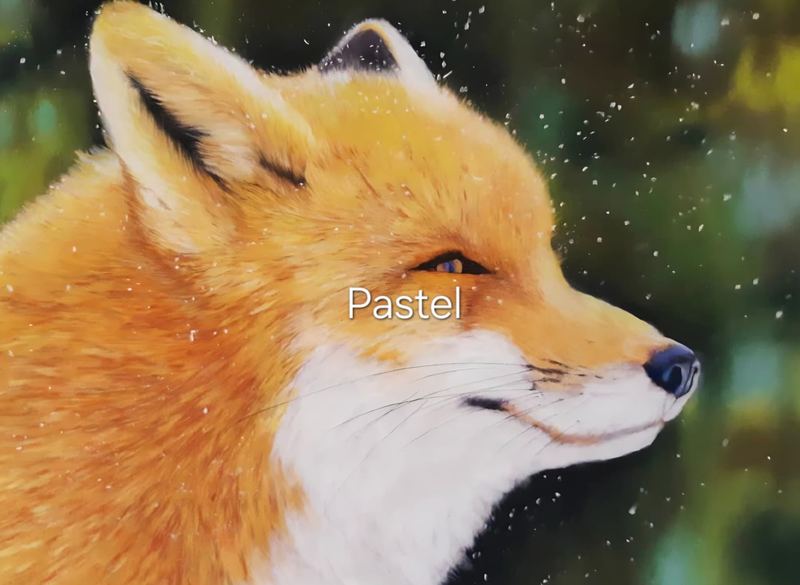 Pastel portrait of a fox