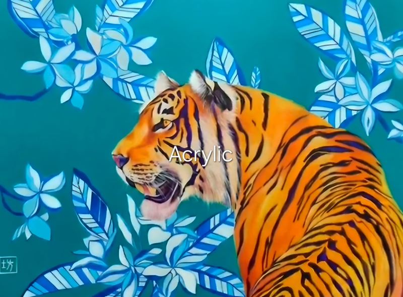Acrylic portrait of a tiger