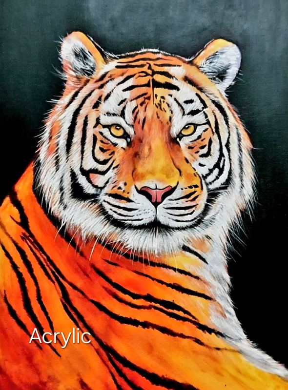 Acrylic portrait of a tiger