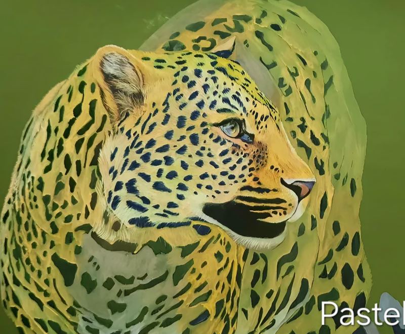 Pastel portrait of a leopard